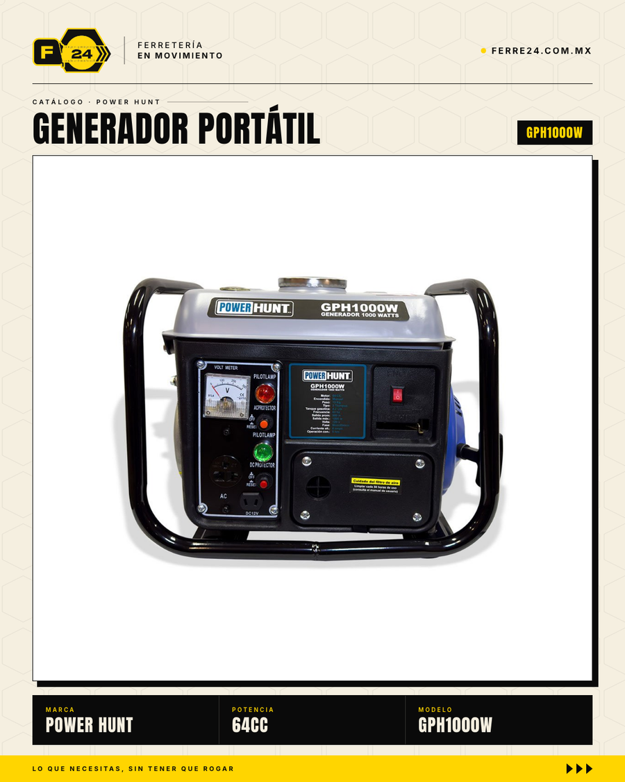 Generador Portátil Power Hunt 1000W — 6 Horas de Autonomía · hero_004