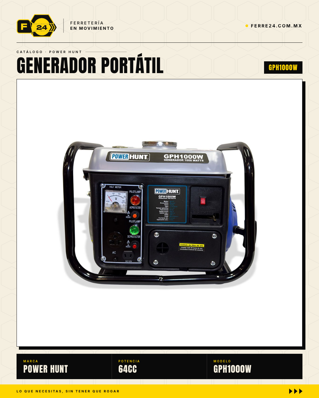 Generador Power Hunt GPH1000W — vista lateral