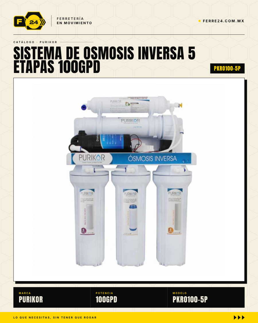 Sistema de ósmosis inversa Purikor 5 etapas 100gpd · hero_purikor