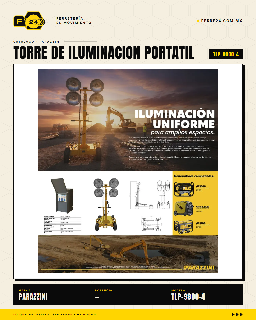 Torre de Iluminación Parazzini TLP-9800-4 — 4 x 1000W Haluro Metálico · life_001