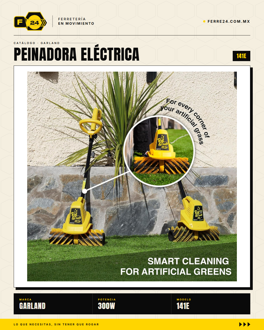 Peinadora Eléctrica 300 W para Pasto Sintético Roll & Comb 141E · life_005