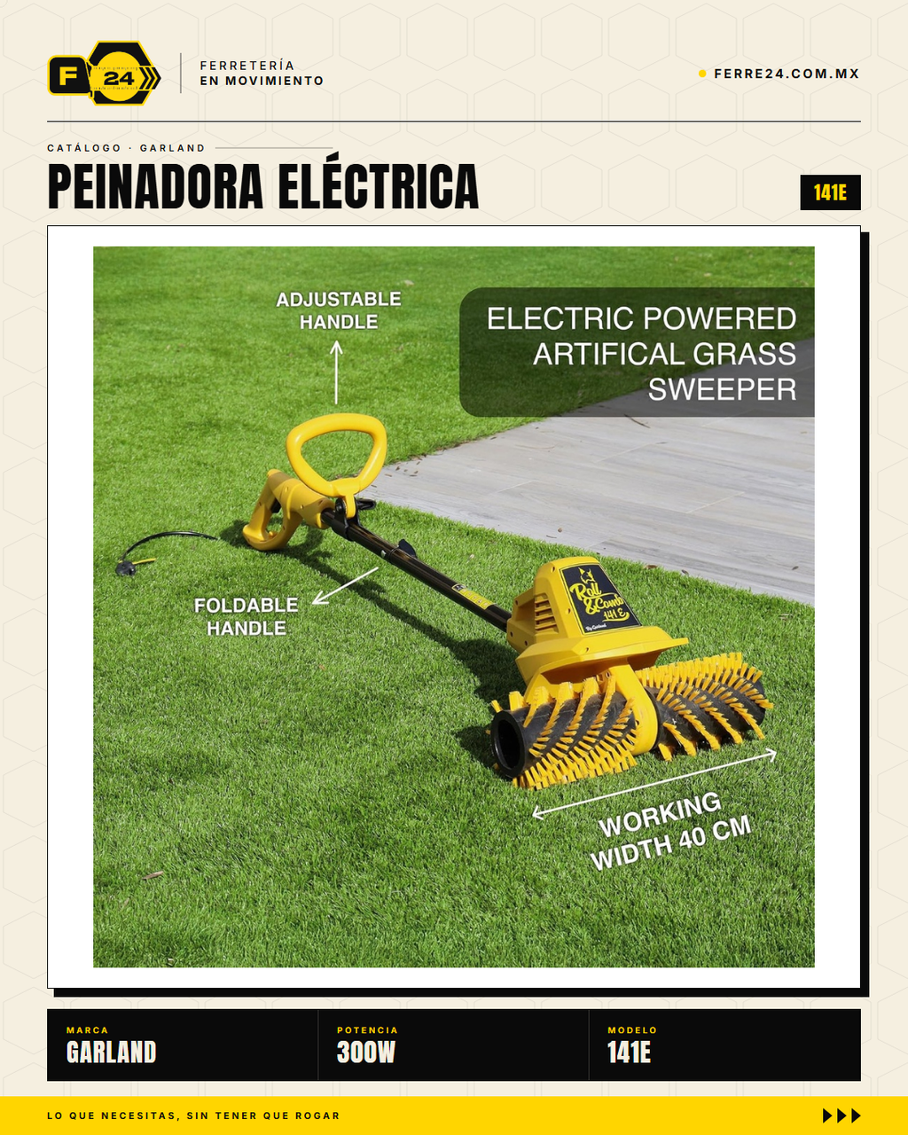 Peinadora Eléctrica 300 W para Pasto Sintético Roll & Comb 141E · life_006