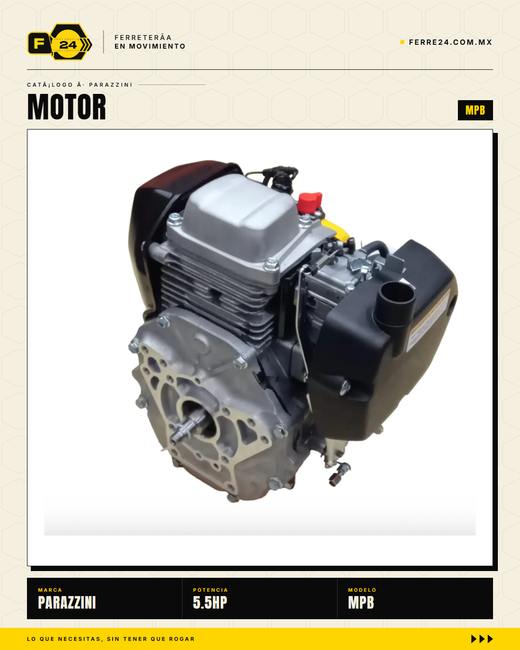 Motor 5.5 HP 4 Tiempos Parazzini MPB — Repuesto Original para Bailarina PBH160 y PBL