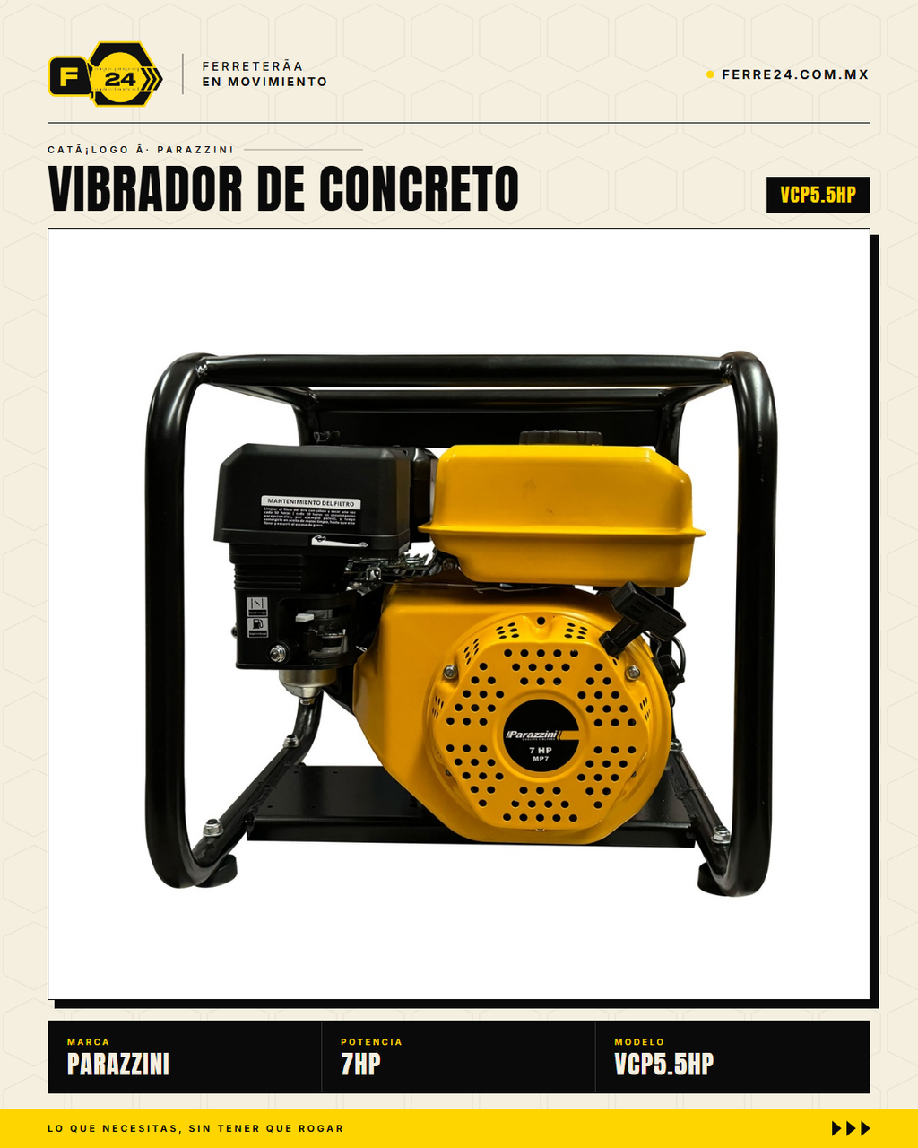 Vibrador de Concreto Parazzini 7 HP a Gasolina — VCP5.5HP · marvelsa_hero_01