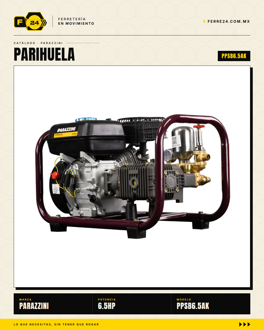 Parihuela Parazzini 6.5 hp — Kit Completo con Accesorios · marvelsa_img_01_hero