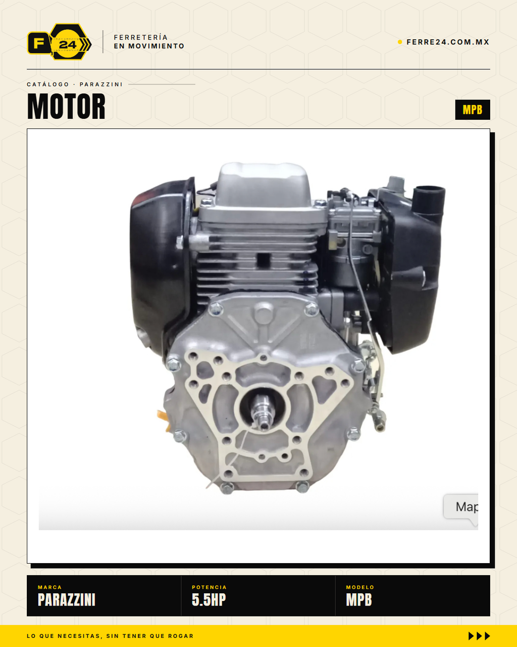 Motor 5.5 HP 4 Tiempos Parazzini MPB — Repuesto Original para Bailarina PBH160 y PBL · marvelsa_sec_01