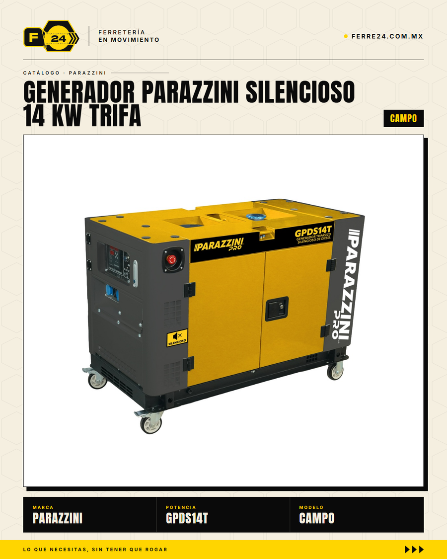 Parazzini Pro GPDS14T — Generador Silencioso 14 kW Trifásico Diesel · marvelsa_sec_02