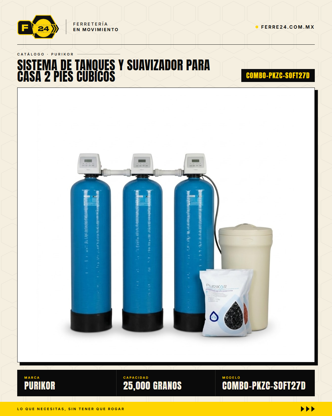 Sistema de filtración por tanques + suavizador para casa completa — Purikor