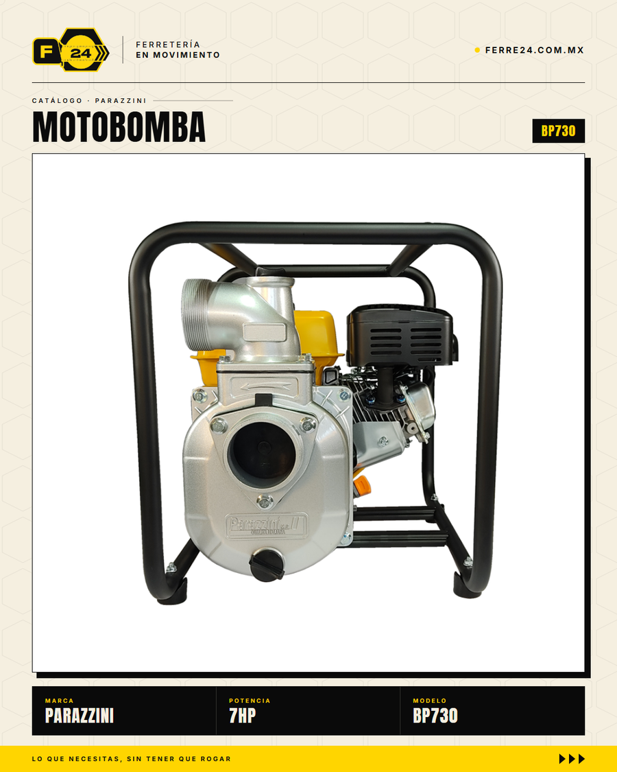 Motobomba Autocebante a Gasolina 7 HP 3" Parazzini BP730 · sec_001