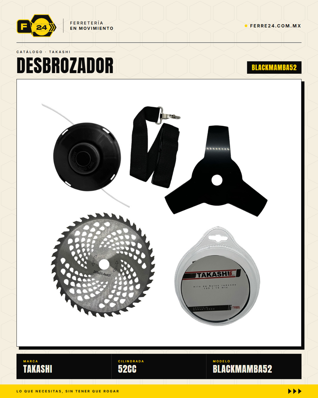 Desbrozadora Takashi BLACKMAMBA52 52 cc — Eje Partido · sec_001