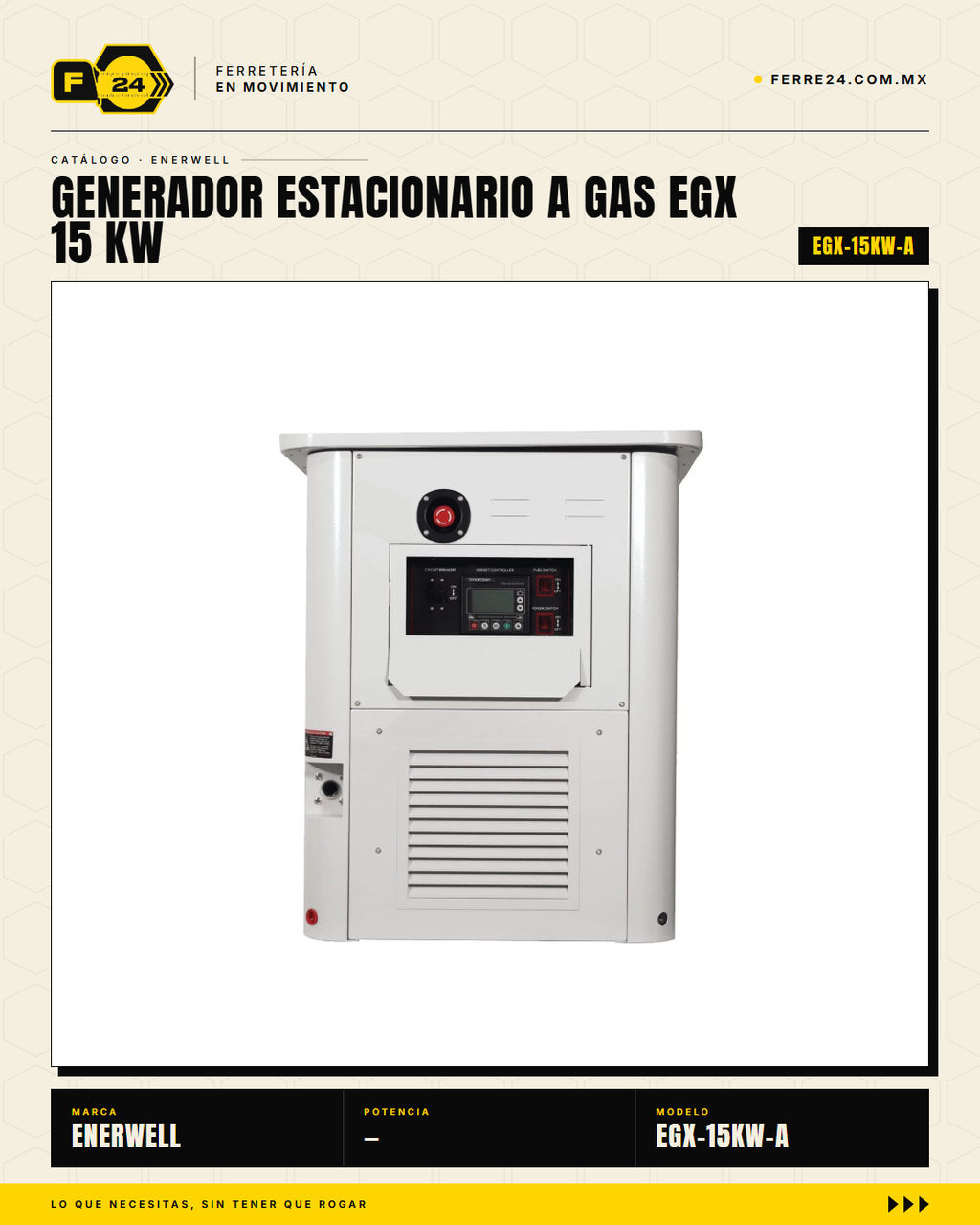 Generador Estacionario a Gas 15 kW — EGX · sec_001
