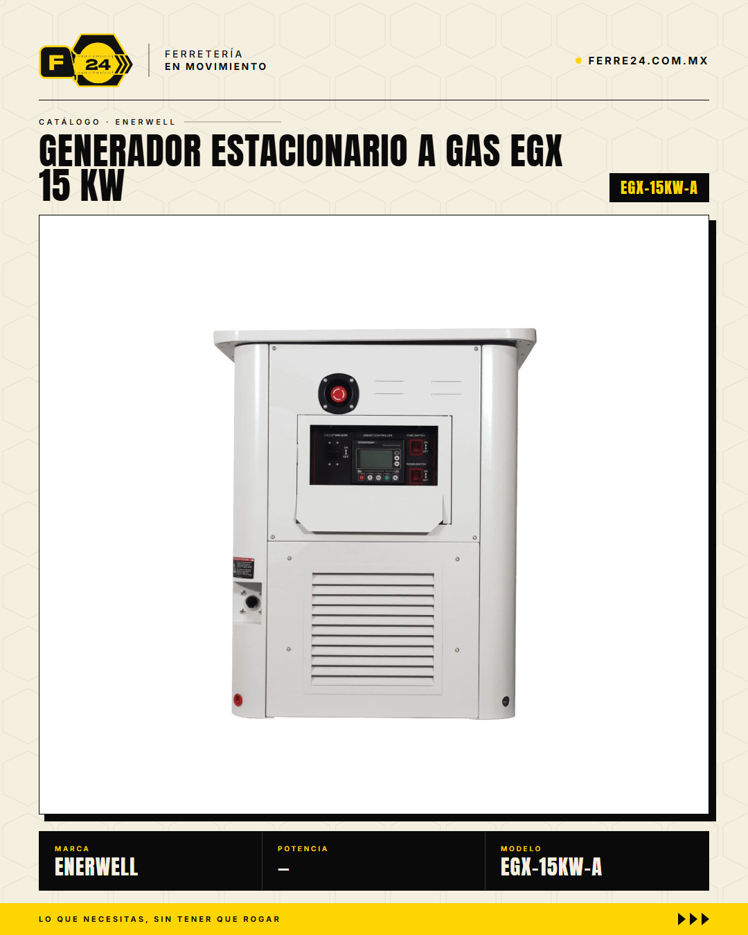 Generador Estacionario a Gas 15 kW — EGX · sec_001