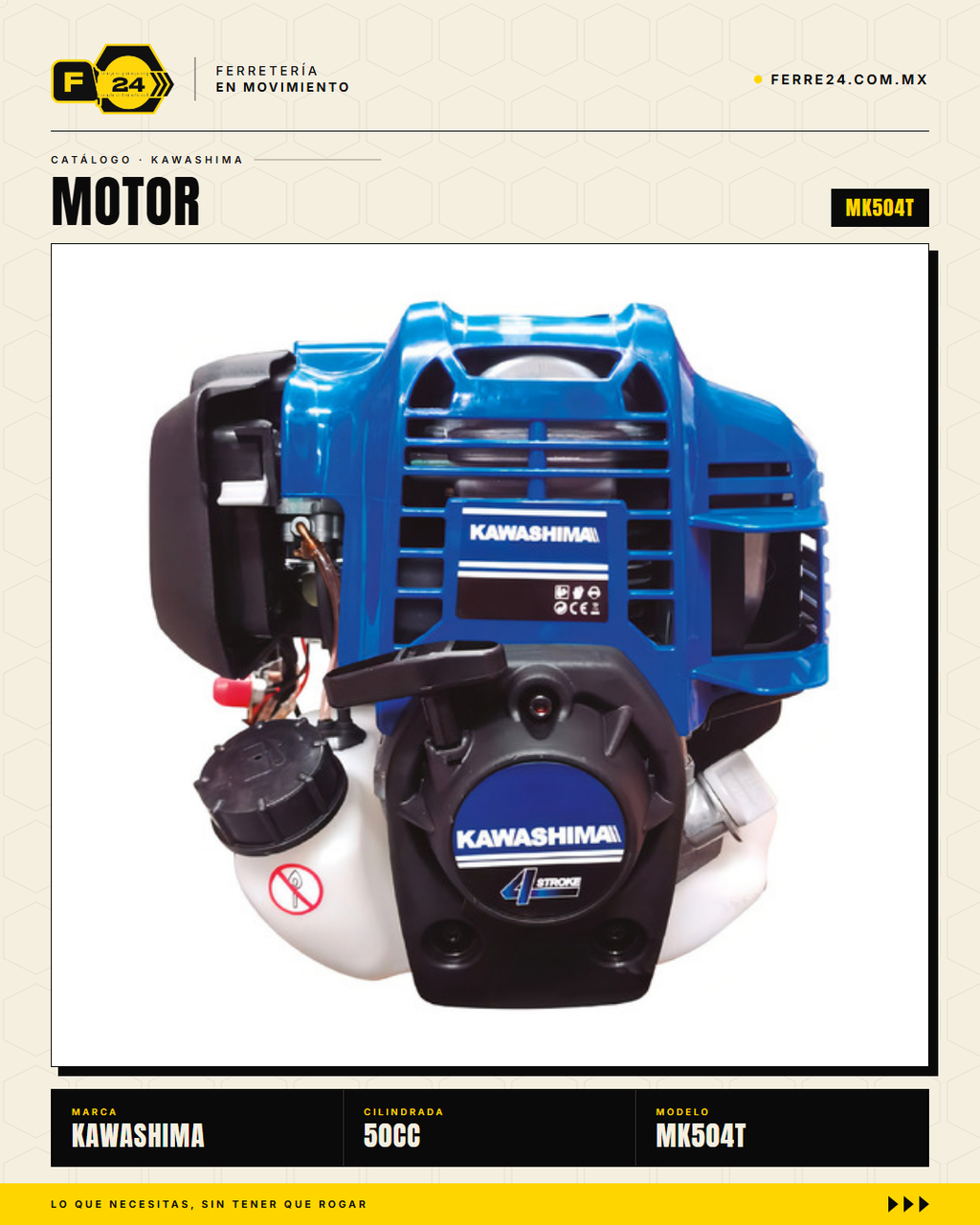Motor Kawashima MK504T 50 cc — 4 Tiempos, 4.4 kg · sec_001