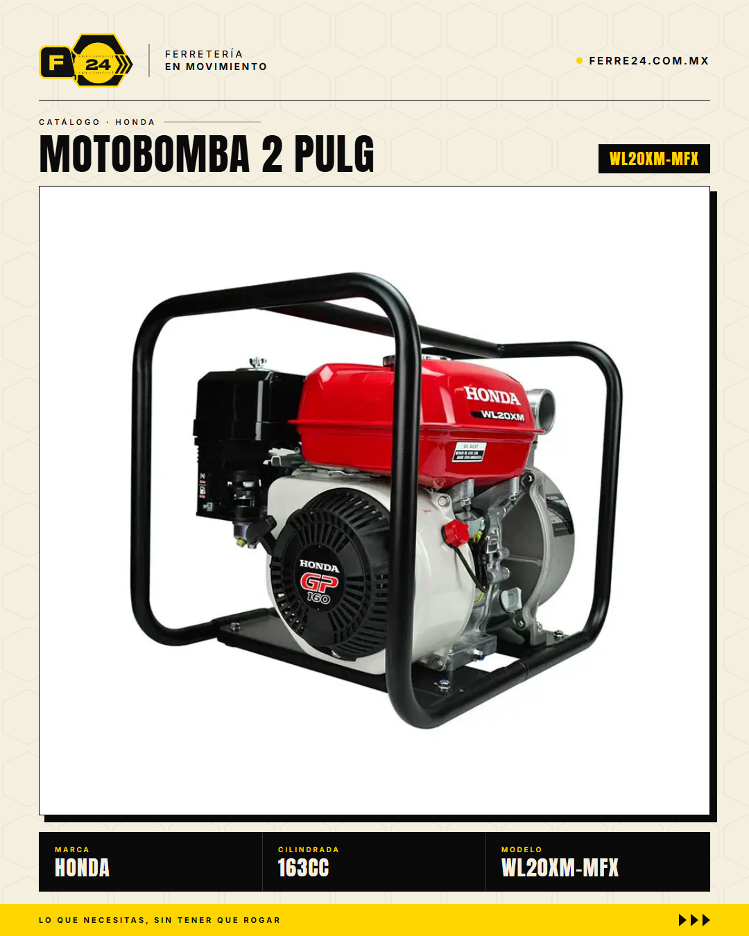 Motobomba Honda WL20XM-MFX 2" Autocebante, 670 L/min · sec_001
