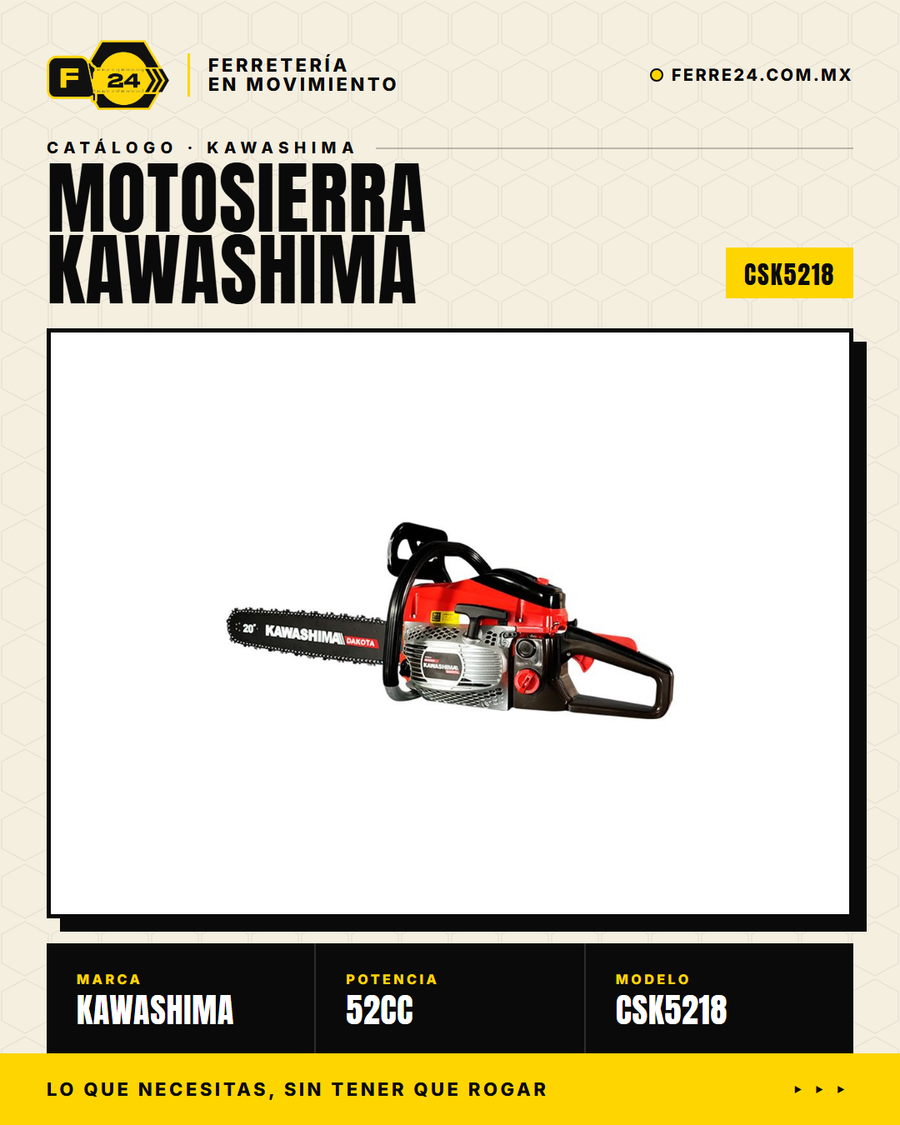 Motosierra Kawashima 52 cc — detalle 1