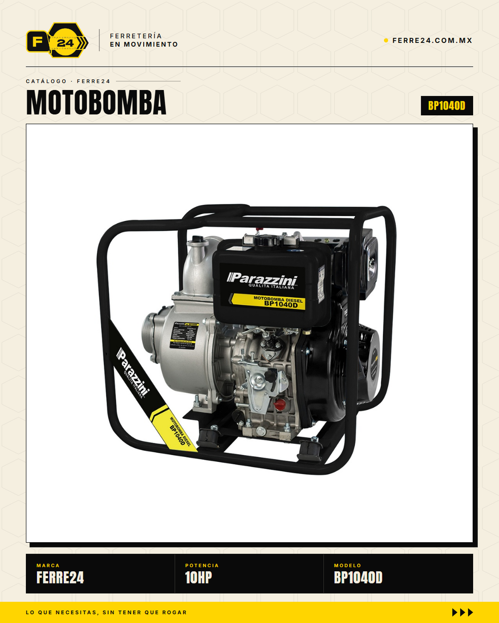 Motobomba Diésel Autocebante 10 HP — 4", 1,333 L/min · sec_001