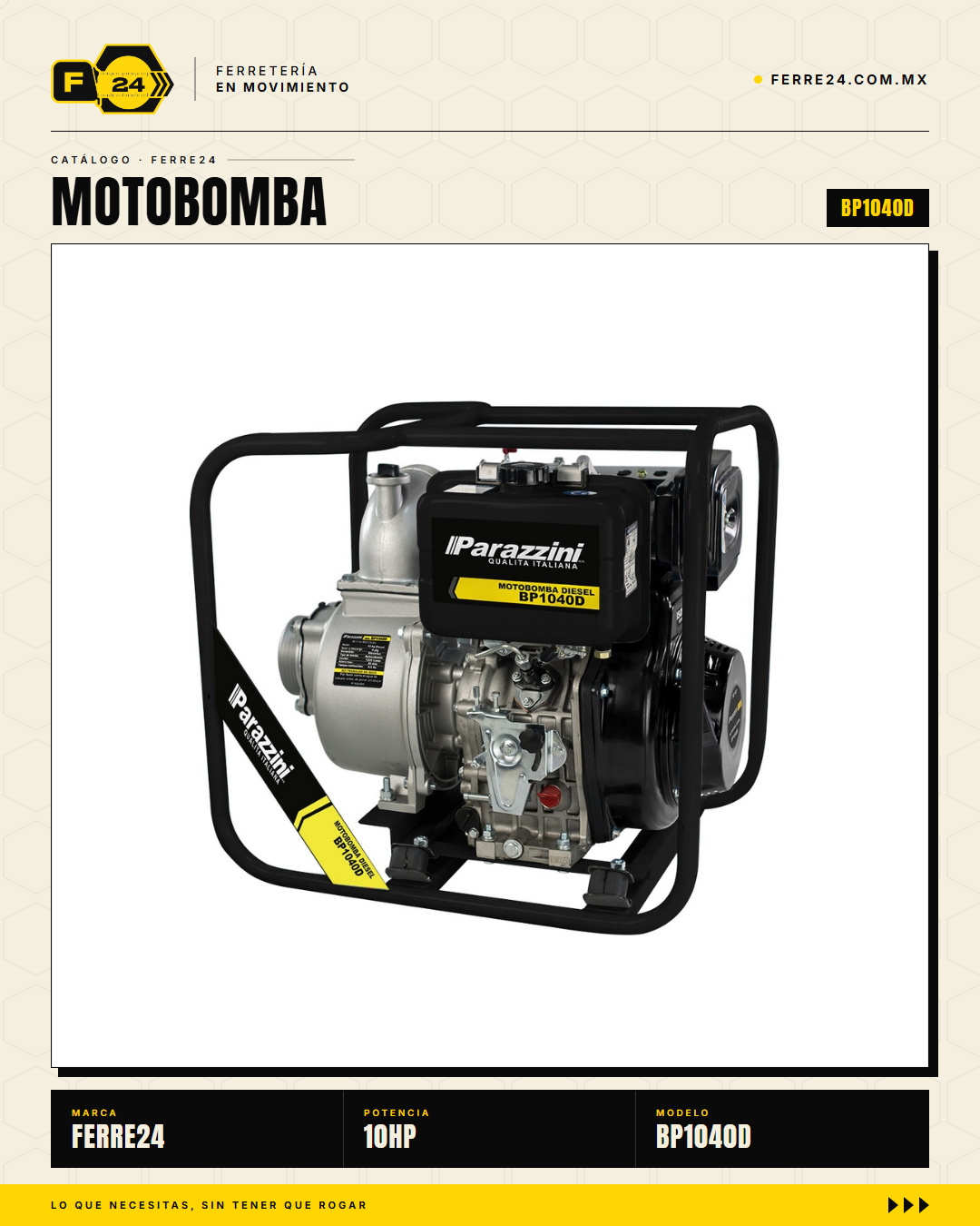 Motobomba Diésel Autocebante 10 HP — 4", 1,333 L/min · sec_001