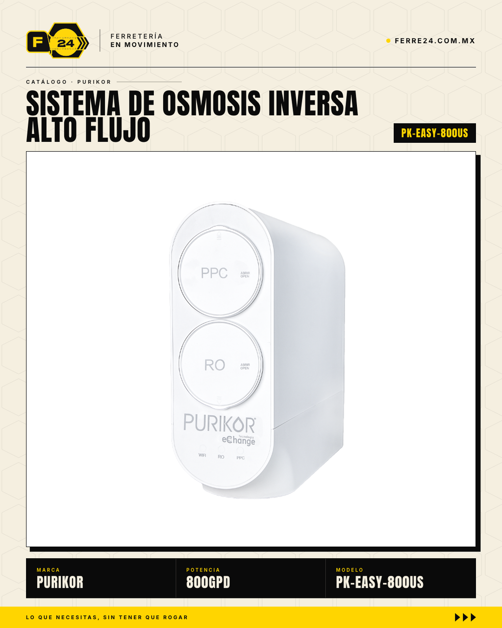 PURIKOR PK-EASY-800US — Ósmosis Inversa 800 GPD Sin Tanque · sec_001