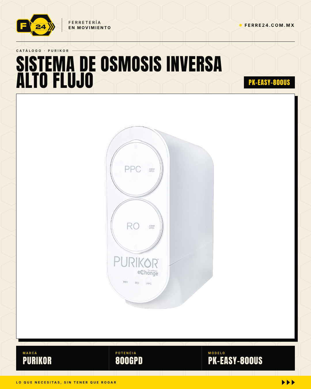 PURIKOR PK-EASY-800US — Ósmosis Inversa 800 GPD Sin Tanque · sec_001
