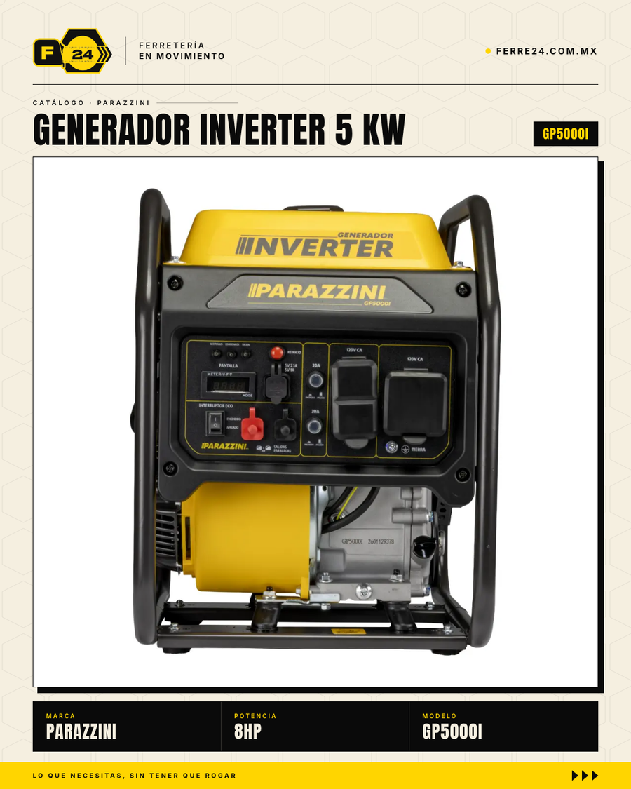 Generador Parazzini Inverter 5 KW — Respaldo Confiable para Casa, Negocio y Obra · sec_001