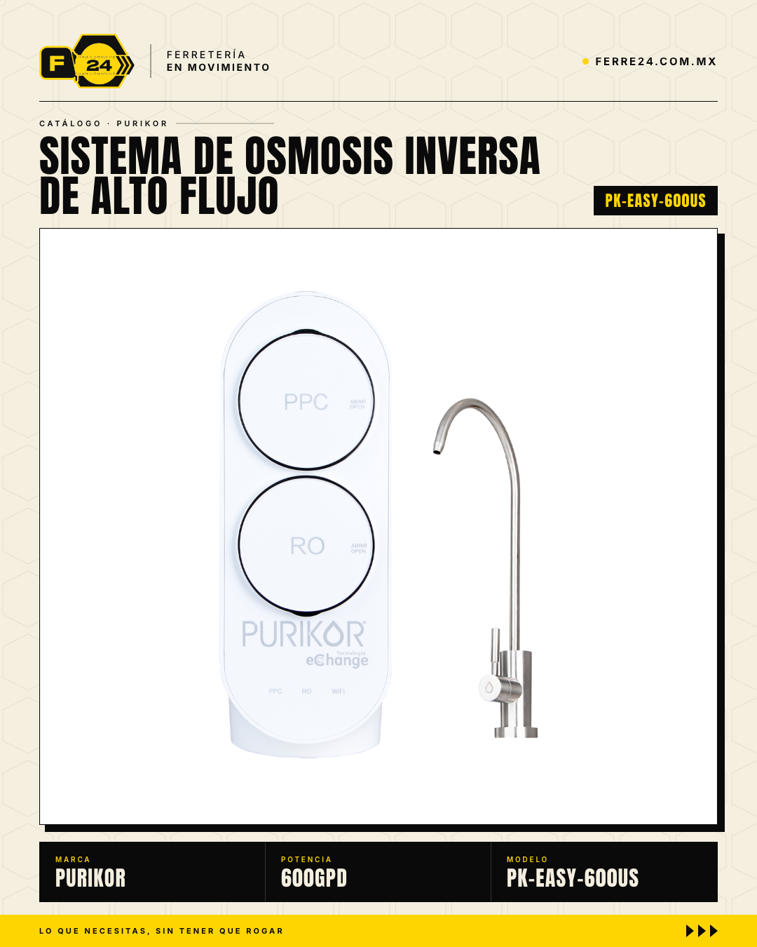 Sistema de Ósmosis Inversa Sin Tanque 600 GPD — PURIKOR PK-EASY-600US · sec_001