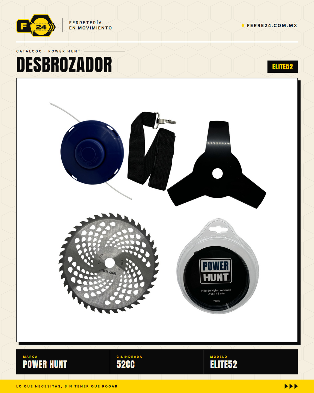 Desbrozadora Power Hunt ELITE52 52 cc — Eje Partido · sec_001