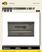 Generador Estacionario a Gas LP/GN 10 kW — Arranque Automático con ATS | Parazzini Pro GP10000GAS · sec_001