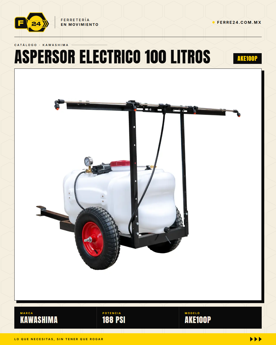Kawashima AKE100P — Aspersor Eléctrico de Remolque 100 L · sec_001