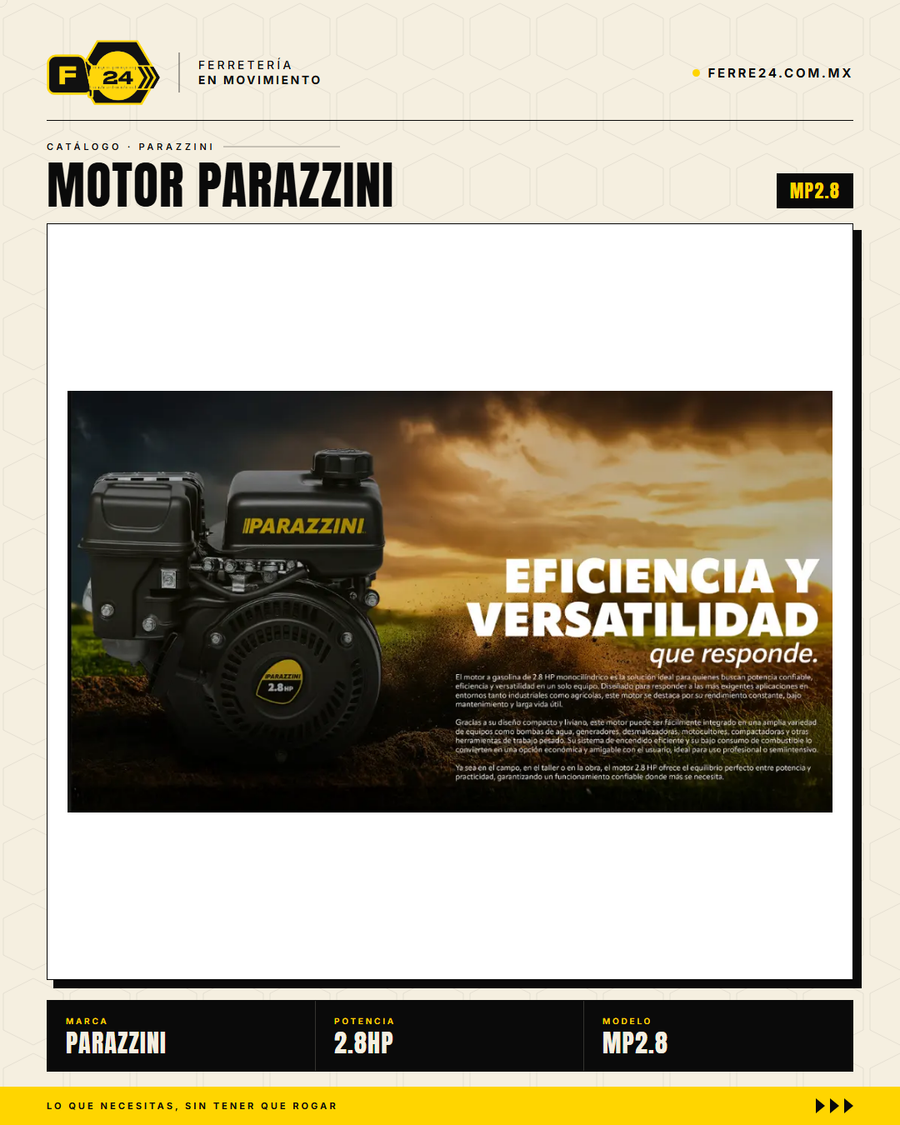 Motor Parazzini 2.8 HP / 97cc — 4 Tiempos OHV · sec_001