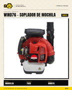 Soplador de mochila Kawashima WIND76 — 76 cc, 1,440 m³/h · sec_001