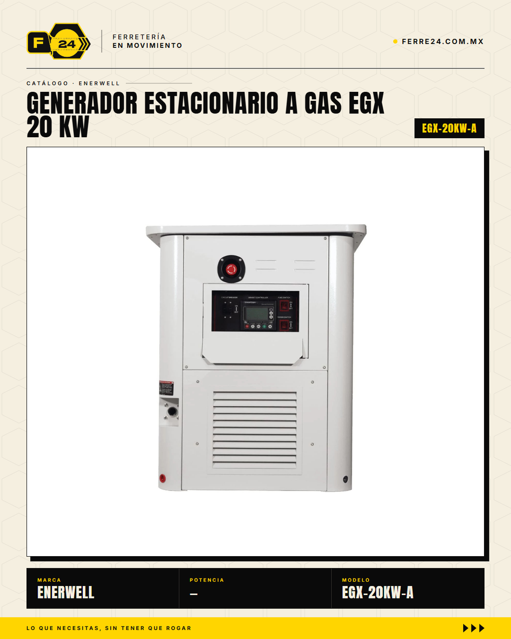 Generador Estacionario a Gas 20 kW — EGX · sec_001