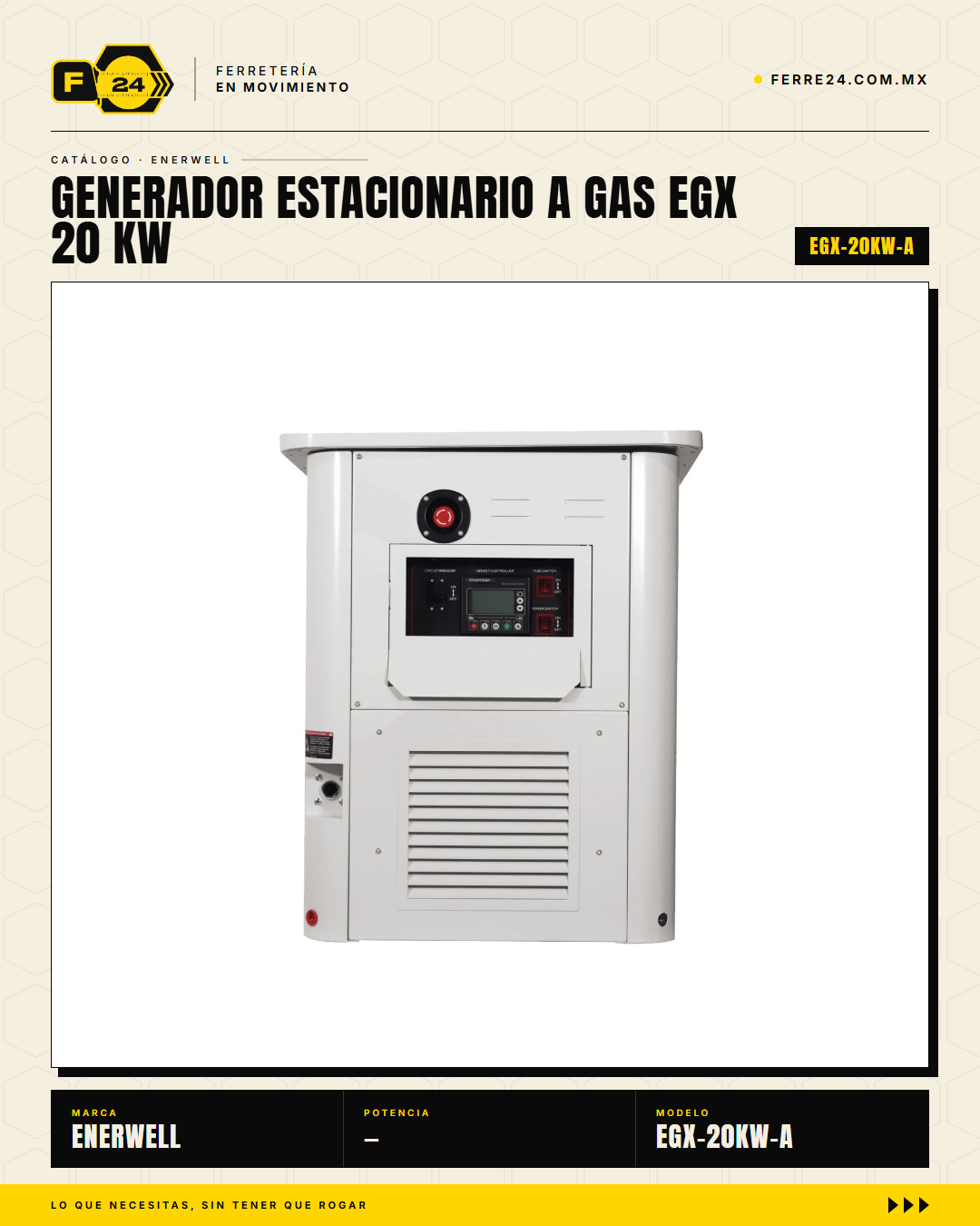 Generador Estacionario a Gas 20 kW — EGX · sec_001