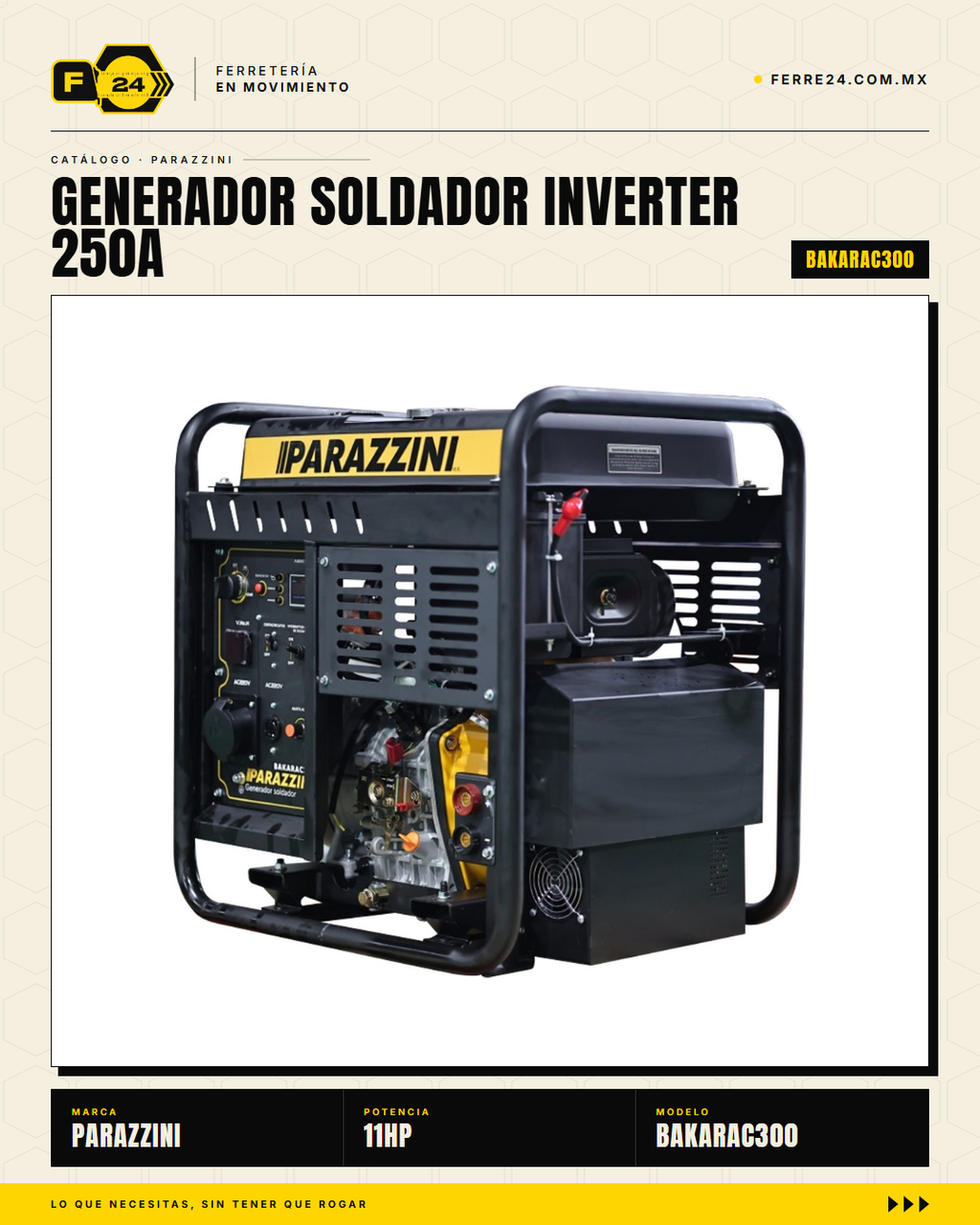 Parazzini BAKARAC300 — Generador Soldador Inverter 250A Gasolina · sec_001