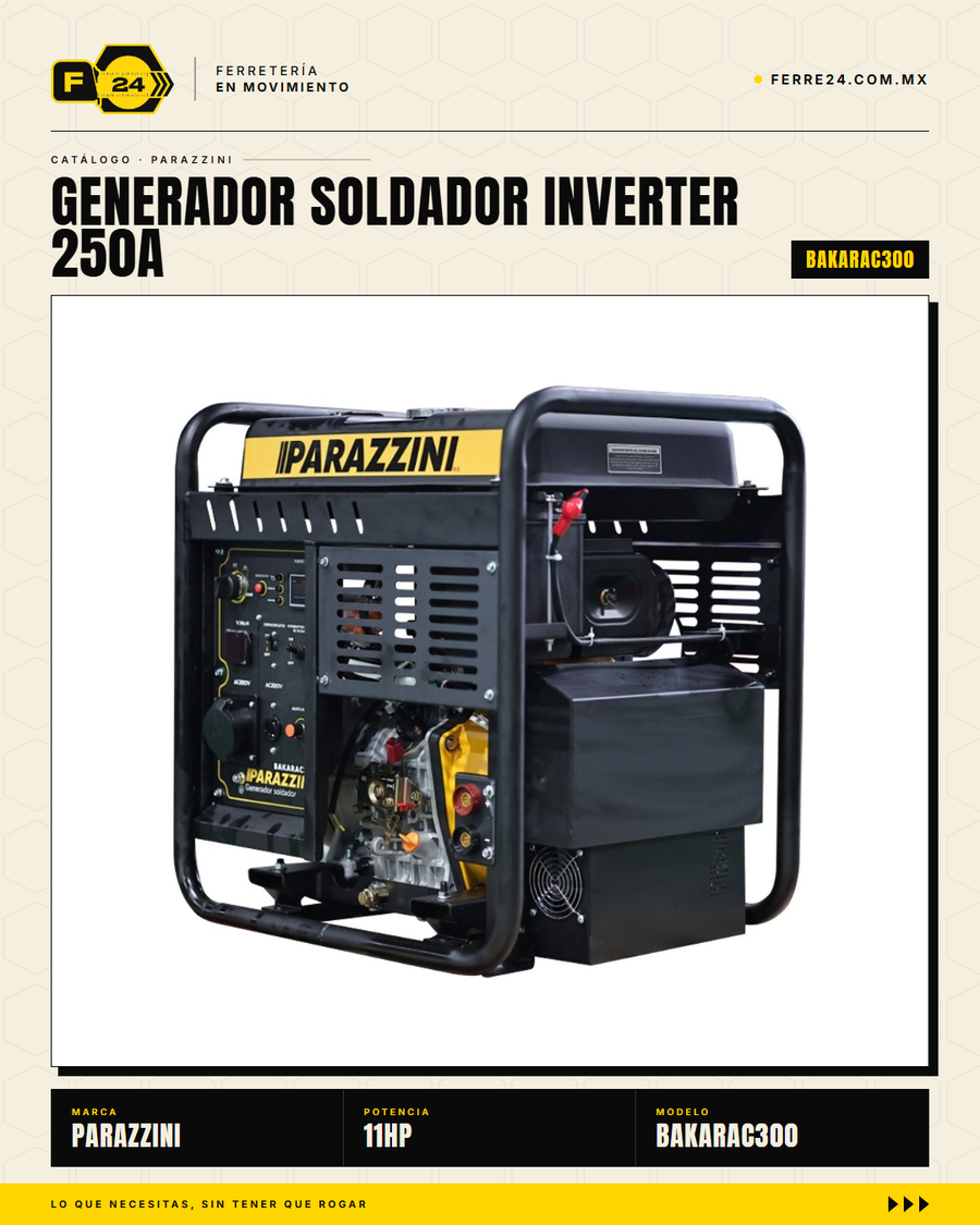 Parazzini BAKARAC300 — Generador Soldador Inverter 250A Gasolina · sec_001