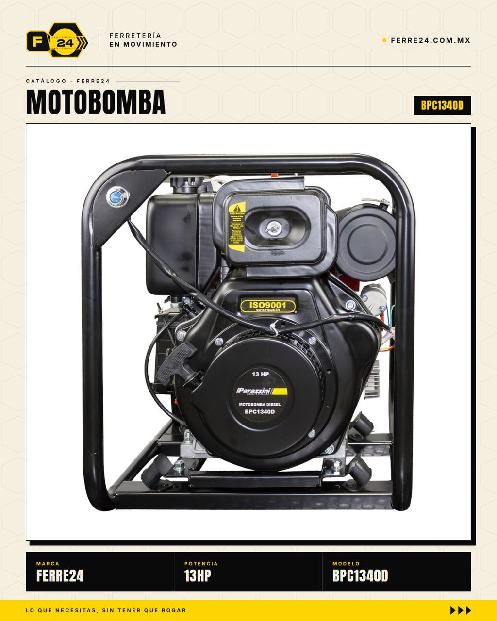 Motobomba Diésel Centrífuga 13 HP — 4", 2,010 L/min · sec_001