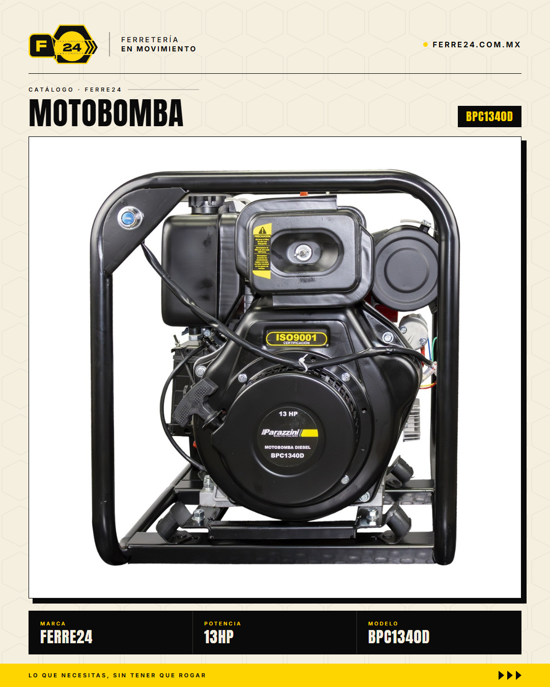 Motobomba Diésel Centrífuga 13 HP — 4", 2,010 L/min · sec_001