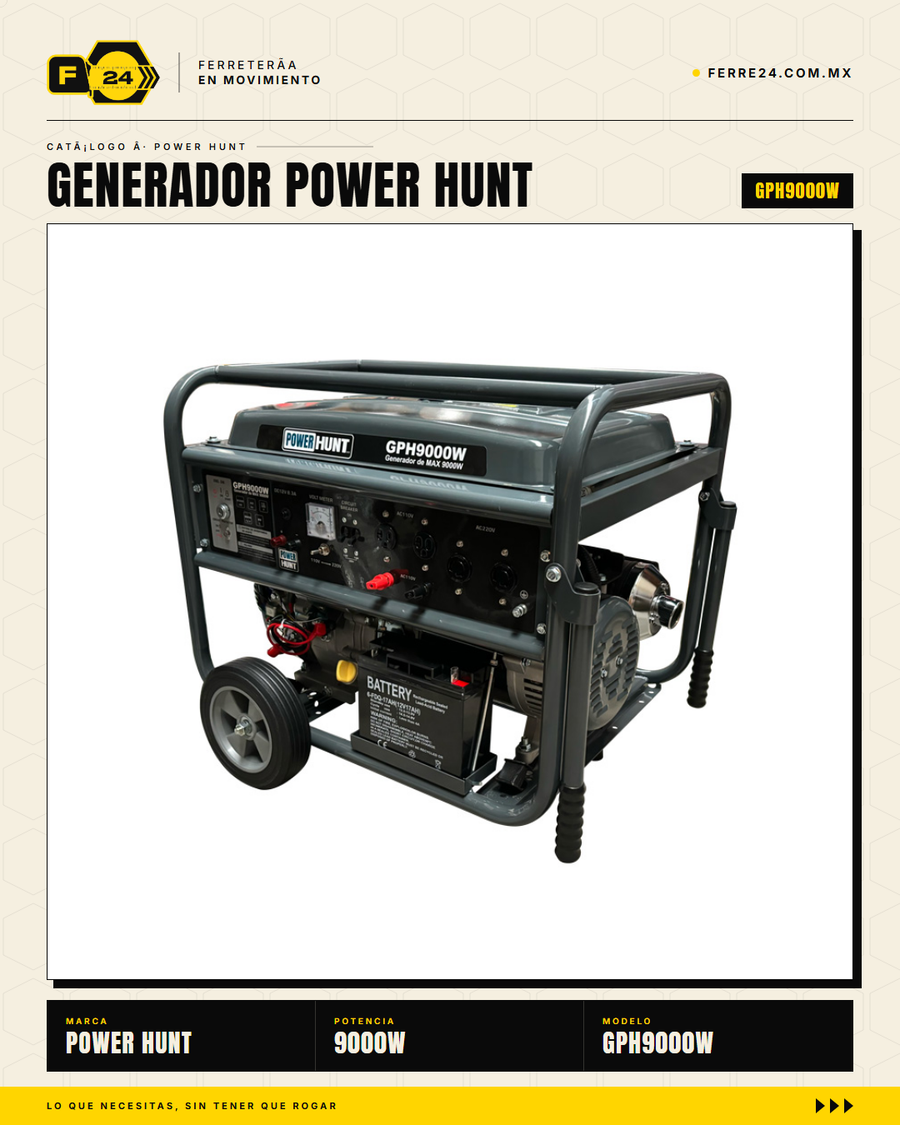 GPH9000W — motor 18HP 4T OHV encendido eléctrico
