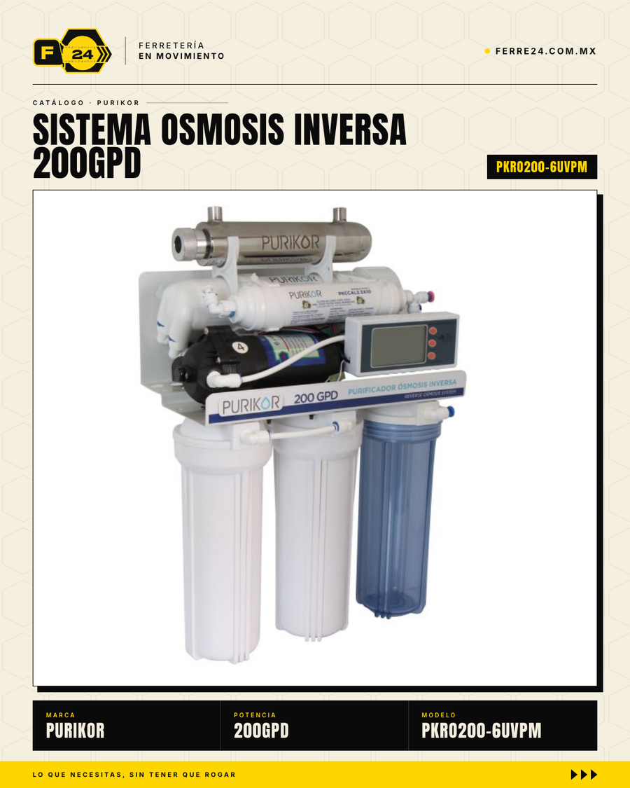 Sistema de Ósmosis Inversa 6 Etapas + UV — 200 GPD PURIKOR · sec_001