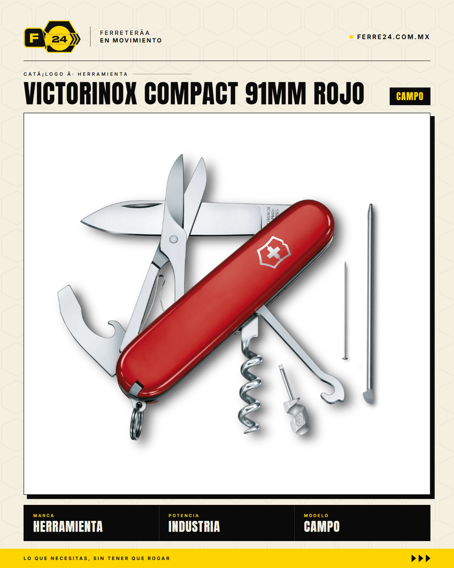 Victorinox Victorinox Compact 91mm Rojo — Navaja 15 Funciones con Tijeras y Bolígrafo — vista alternativa
