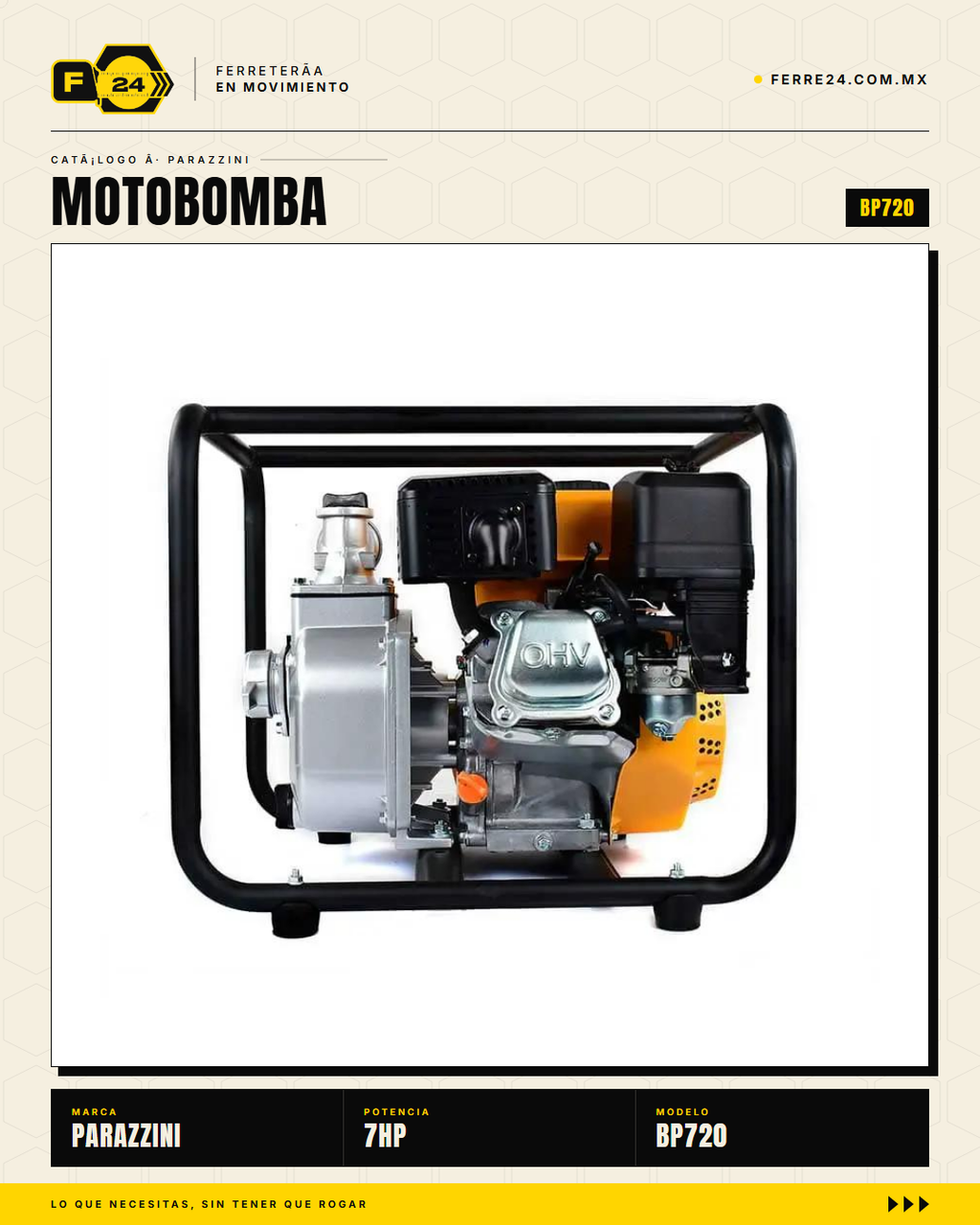 BP720 — motor 7HP 4T OHV detalle