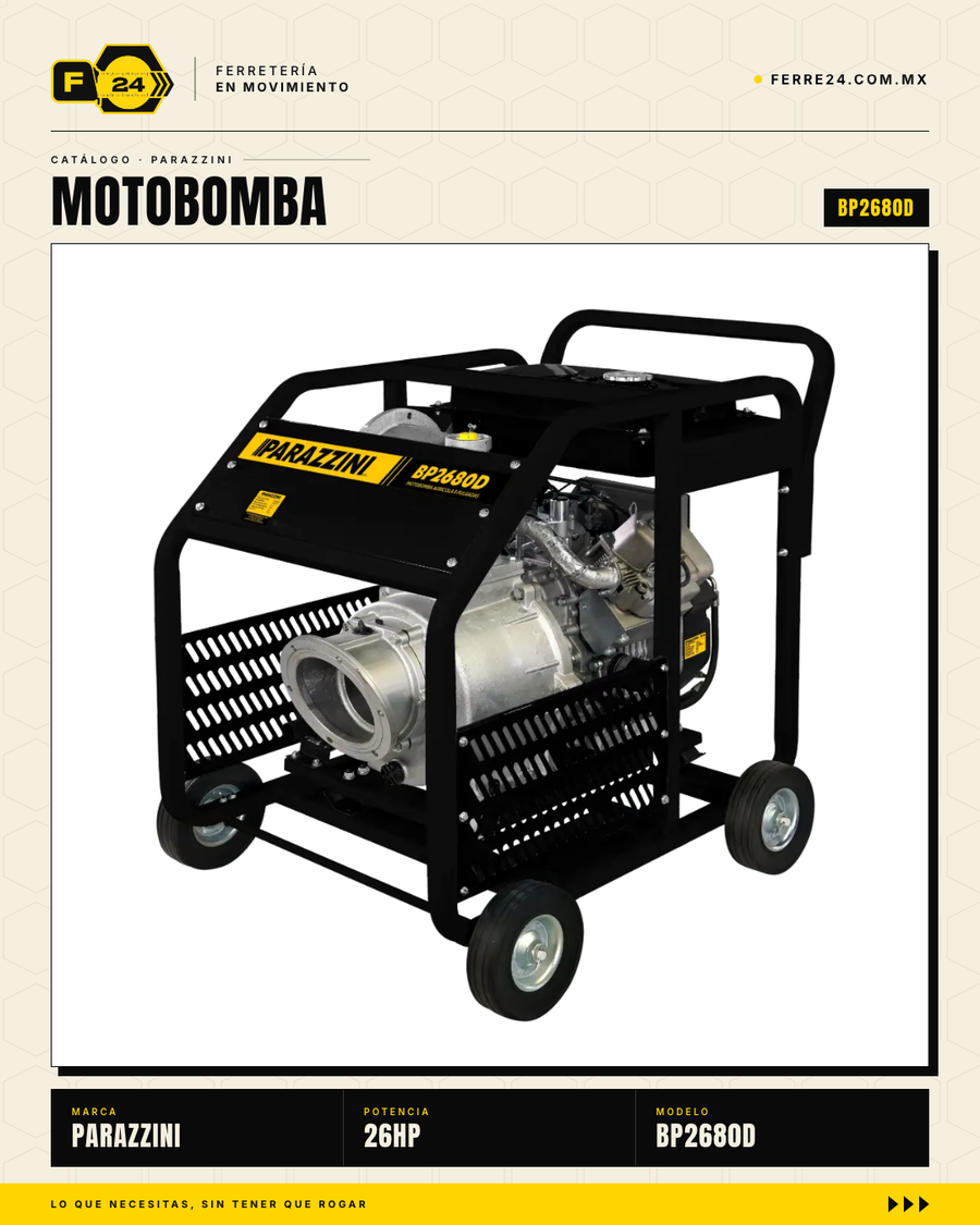 Motobomba Parazzini BP2680D — Diésel 26 HP, 8 · sec_001