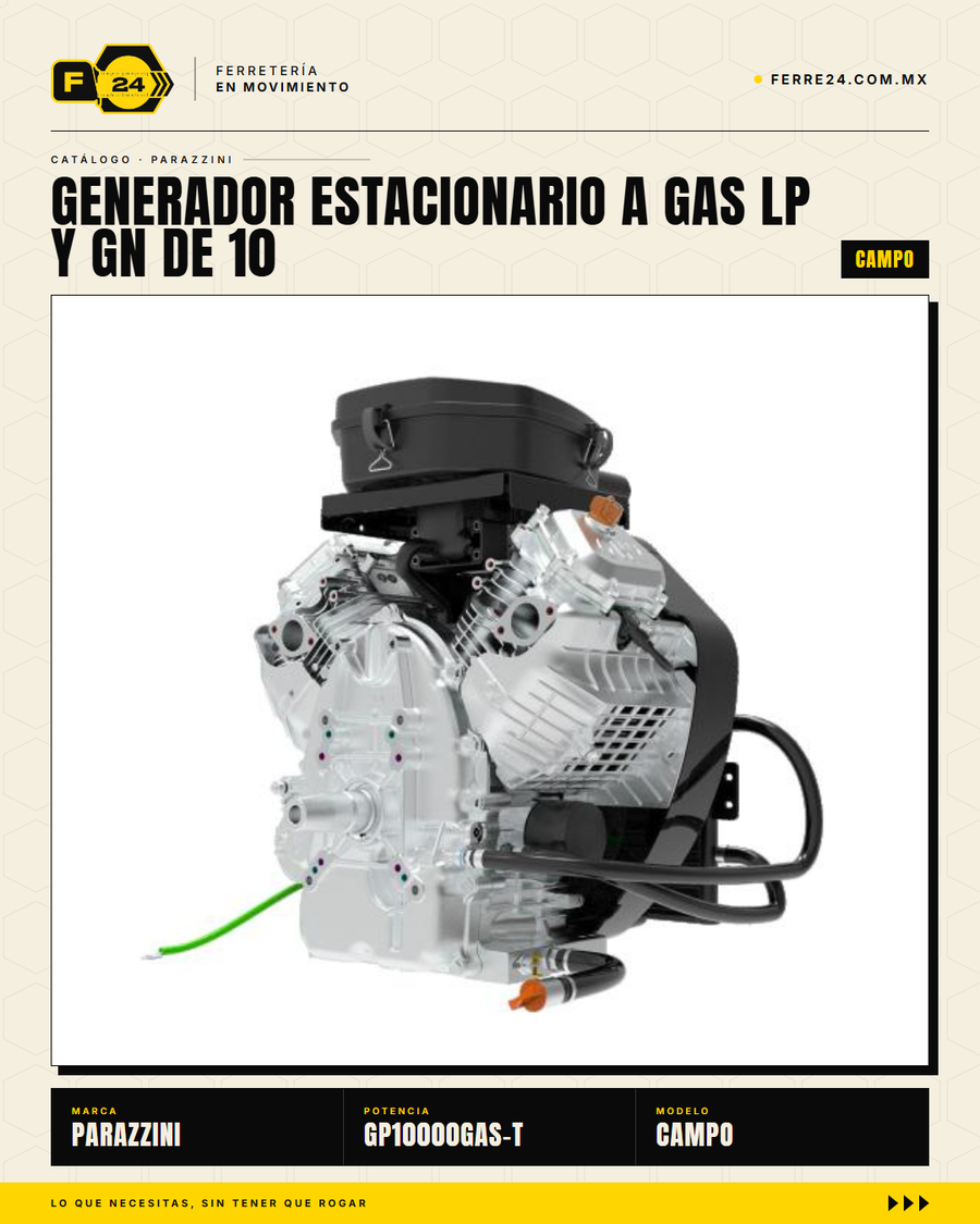 Generador estacionario trifásico 10 kW — gas LP/GN, ATS automático · sec_001