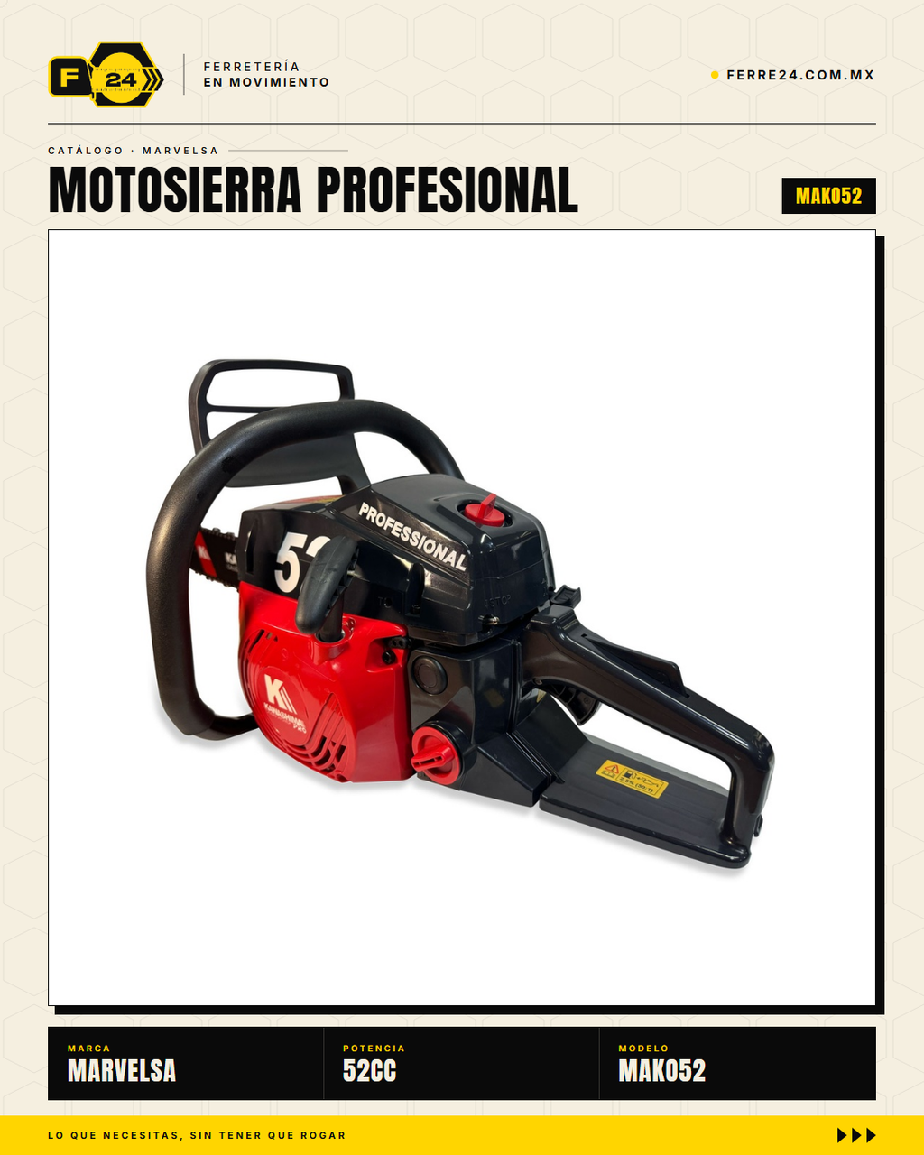 Motosierra Kawashima Pro 52cc — 2 Barras + 2 Cadenas Oregon Incluidas · sec_001