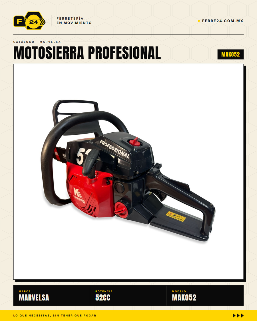 Motosierra Kawashima Pro 52cc — 2 Barras + 2 Cadenas Oregon Incluidas · sec_001