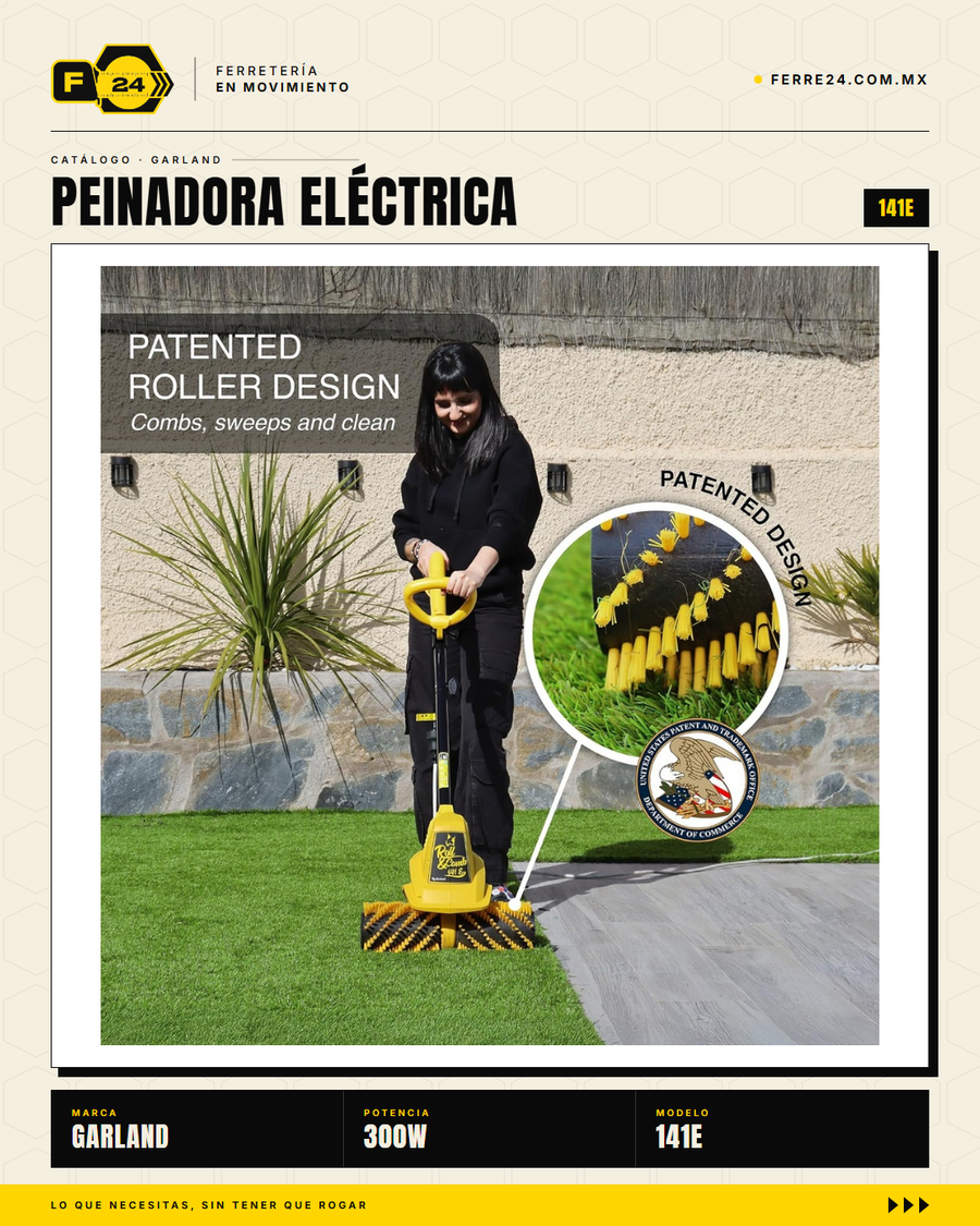 Peinadora Eléctrica 300 W para Pasto Sintético Roll & Comb 141E · sec_001