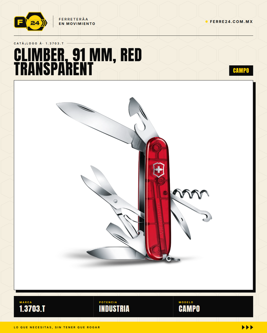 Victorinox Climber 91mm Rojo Transparente — Navaja 18 Funciones — vista alternativa