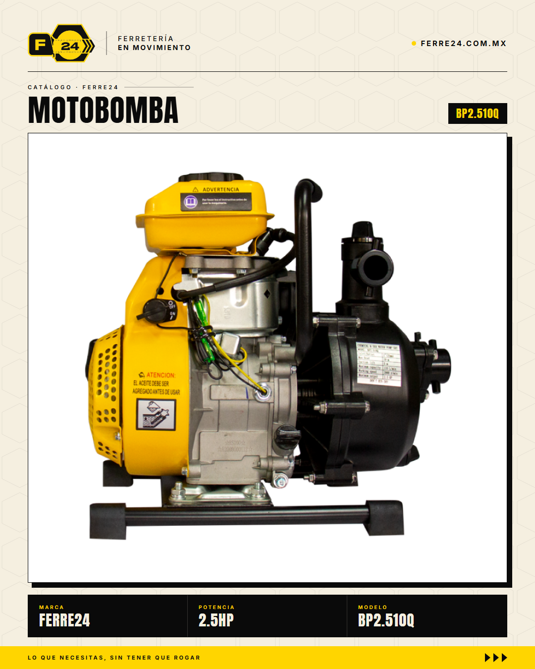Motobomba para Químicos 2.5 HP — 1", Autocebante · sec_001