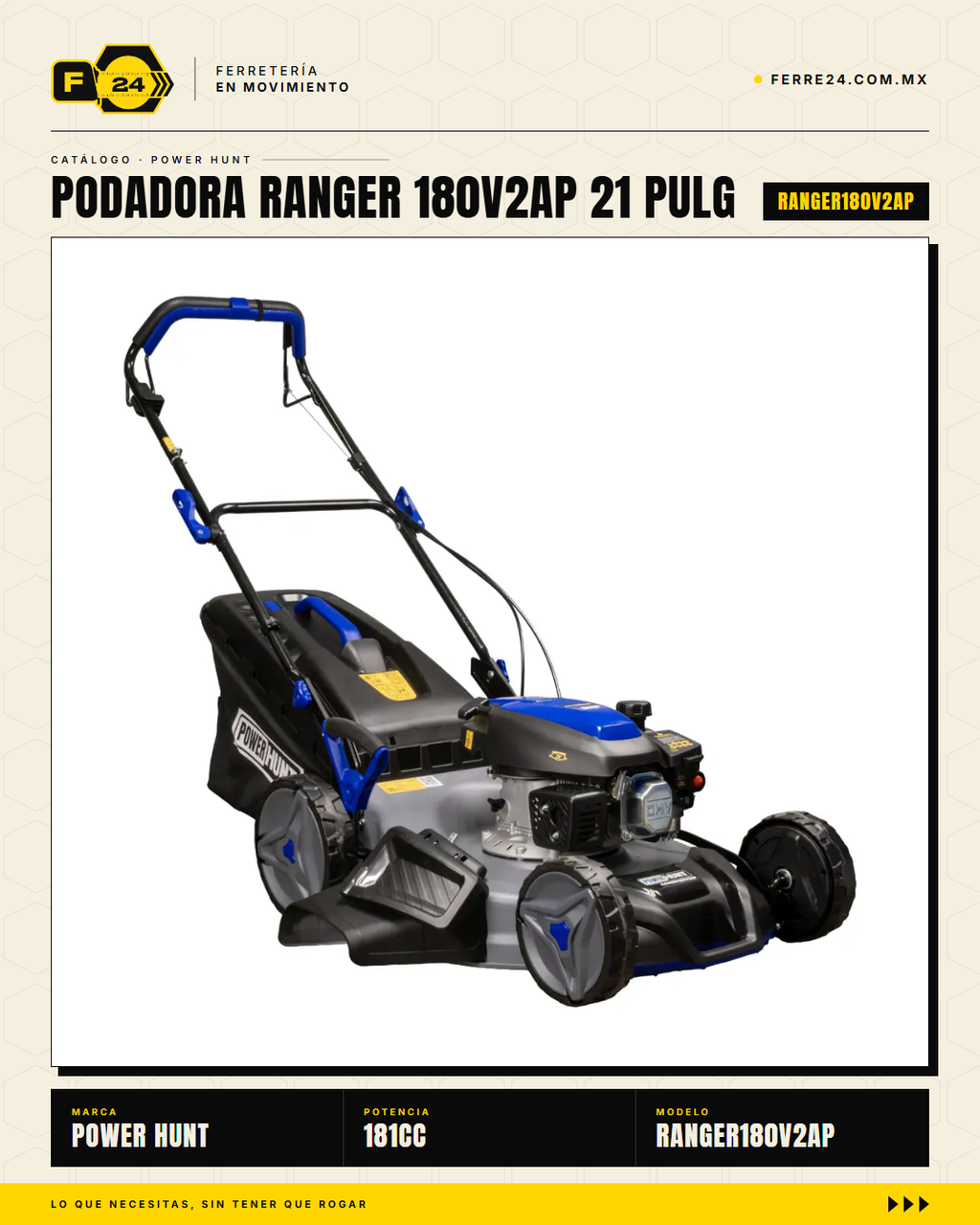 Podadora Autopropulsada 21" — 180 cc, Chasis de Acero y Triturado · sec_001