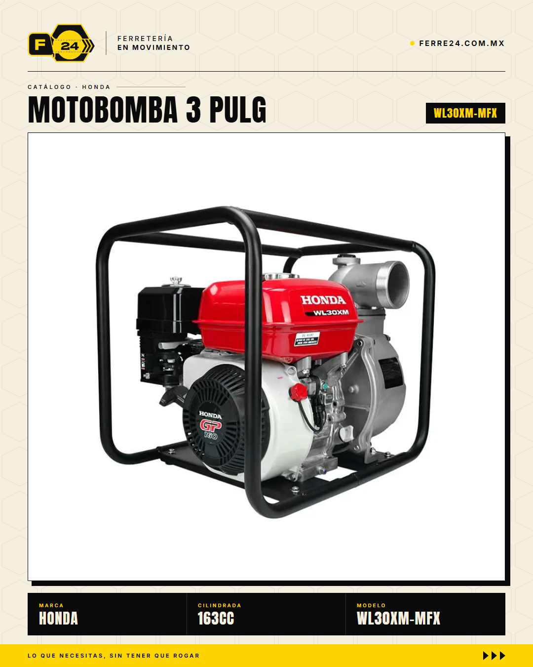Motobomba Honda WL30XM-MFX 3" — 1,100 l/min Autocebante · sec_001