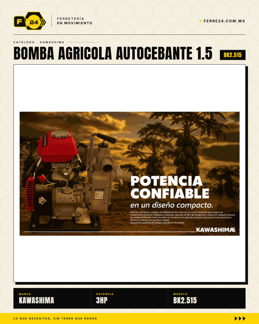 Motobomba Agrícola 3HP Aluminio Autocebante — 200 L/min, Altura 15m, Boca 1.5" · sec_001